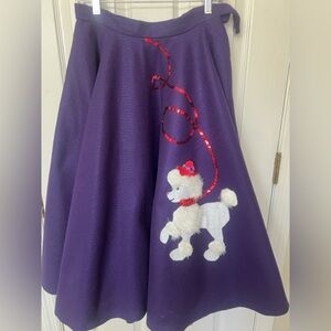 Women's 50's Handmade chic & playful Poodle Skirt Full Skirt Purple & Sequins